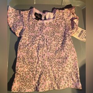 Pink and Brown Leopard Print Ruffle Tee